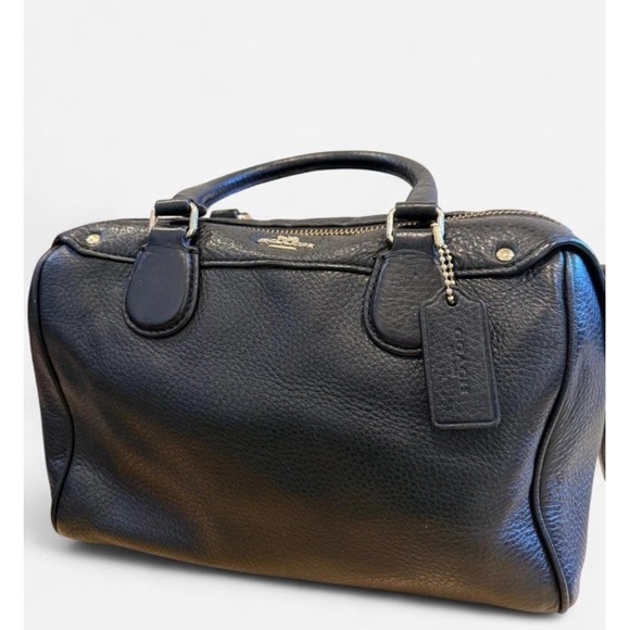 Coach Mini Boston Leather Crossbody Bag Black Authentic - Picture 2 of 7